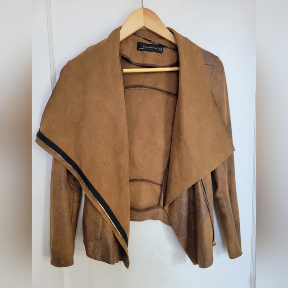 Zara slouchy biker jacket vegan leather - Picture 2 of 6